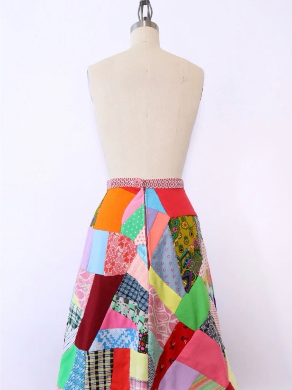 Multicolor Patchwork A-Line Skirt